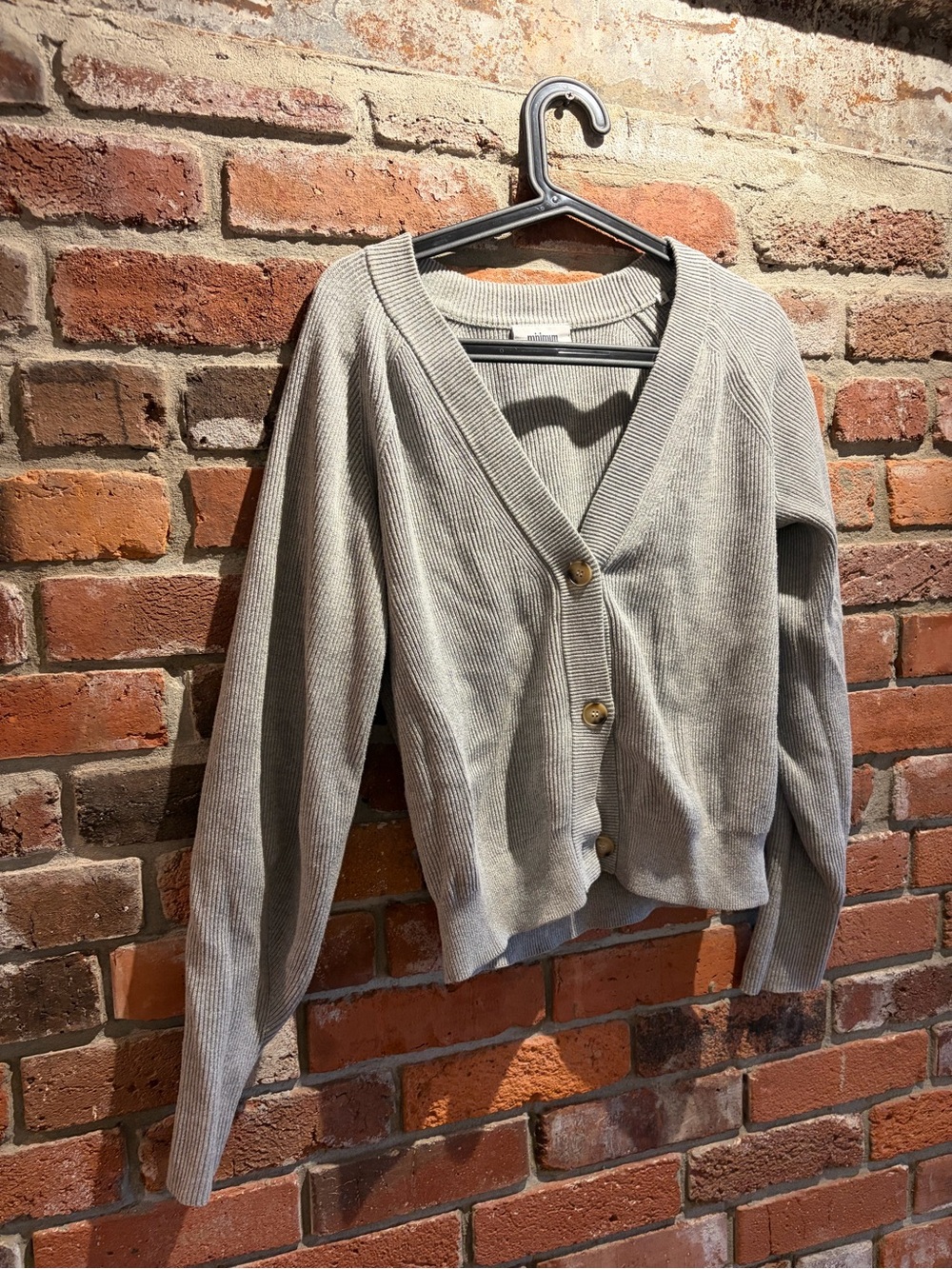 Minimum Light Gray V-Neck Button Front Cardigan